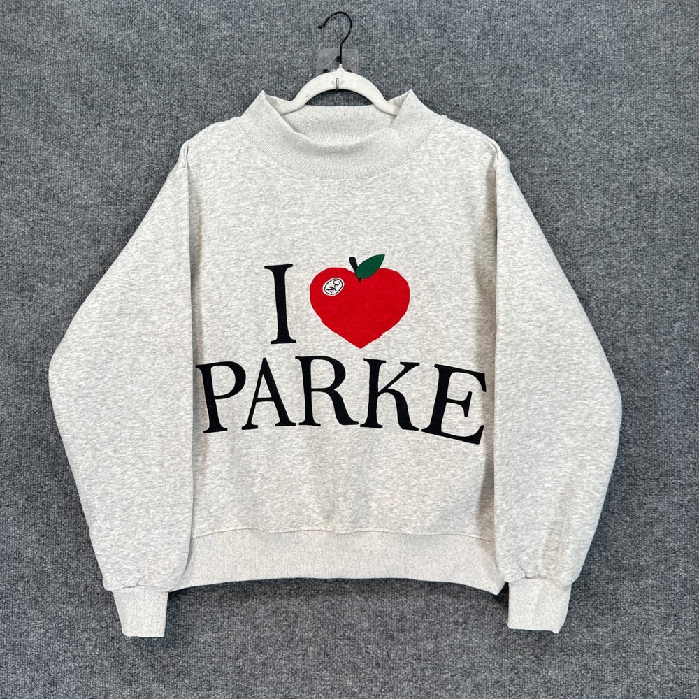 Parke Sweatshirt Women Small/Medium Gray I Heart NYC Big Apple Graphic Pullover